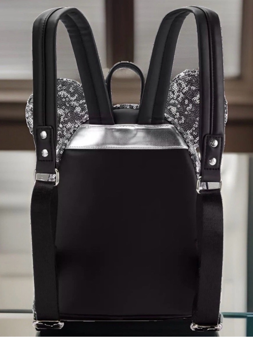NEW Hong Kong Disney New Years Eve Loungefly Backpack Ombré Silver Black Sequins - Picture 2 of 4